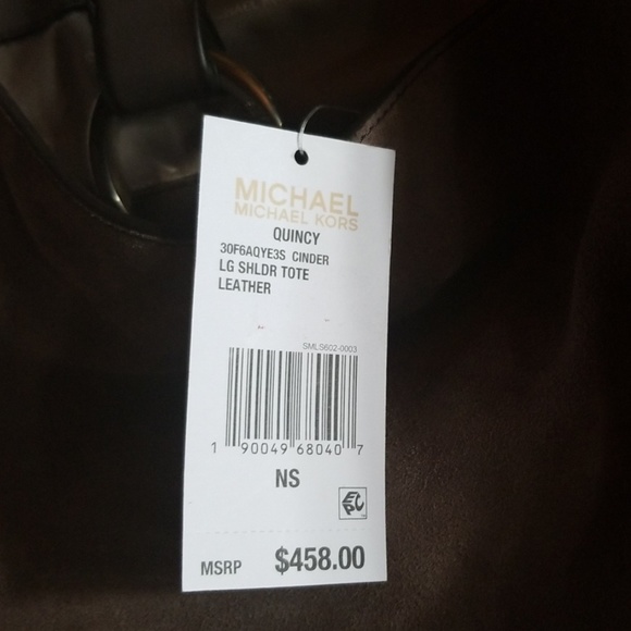 MK GREY LEATHER & SUEDE SHOULDER BAG - Picture 4 of 4